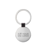 Élégant porte-clés rond en nickel brillant pour les entreprises Circle couleur noir vue avec zone d'impression