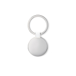 Élégant porte-clés rond en nickel brillant pour les entreprises Circle couleur blanc