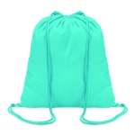 Sac à dos à cordelette personnalisable en coton de 100 g/m2 Eco Trend couleur turquoise
