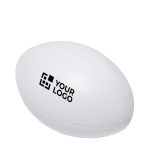 Ballon de rugby antistress pour publicité et merchandising Zenby couleur blanc vue avec zone d'impression