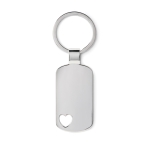 Porte-clés en métal personnalisé avec un détail en forme de cœur ILove couleur argenté mat deuxième vue