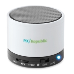 Enceinte Bluetooth circulaire colorée et personnalisée avec logo Soul couleur blanc vue principale