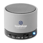 Enceinte Bluetooth circulaire colorée et personnalisée avec logo Soul couleur argenté mat vue principale