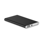 Power Bank personnalisé en aluminium de 4.000 mAh Powercard Alu couleur noir
