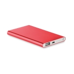 Power Bank personnalisé en aluminium de 4.000 mAh Powercard Alu couleur rouge