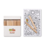 Set de coloriage avec 12 crayons de couleur et 10 dessins Floral couleur blanc vue principale