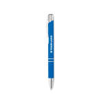 Stylo personnalisé en métal avec caoutchouc Encre bleue Aster Matt vue avec zone d'impression