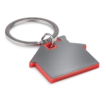 Porte-clés publicitaire en forme de maison avec détail coloré Home couleur rouge