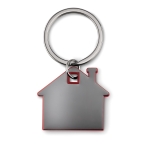 Porte-clés publicitaire en forme de maison avec détail coloré Home couleur rouge deuxième vue