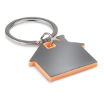 Porte-clés publicitaire en forme de maison avec détail coloré Home couleur orange