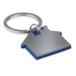 Porte-clés publicitaire en forme de maison avec détail coloré Home couleur bleu roi