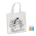 Sac en non-tissé à colorier avec des feutres 80 g/m2 Color Fun couleur blanc