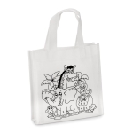 Sac en non-tissé à colorier avec des feutres 80 g/m2 Color Fun couleur blanc deuxième vue