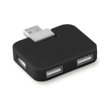 Hub USB personnalisé économique en plastique avec 4 ports USB Cuadrado couleur noir
