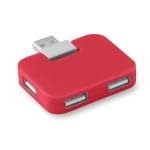 Hub USB personnalisé économique en plastique avec 4 ports USB Cuadrado couleur rouge