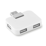 Hub USB personnalisé économique en plastique avec 4 ports USB Cuadrado couleur blanc