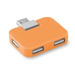 Hub USB personnalisé économique en plastique avec 4 ports USB Cuadrado couleur orange