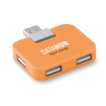 Hub USB personnalisé économique en plastique avec 4 ports USB Cuadrado couleur orange vue principale