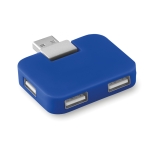Hub USB personnalisé économique en plastique avec 4 ports USB Cuadrado couleur bleu roi