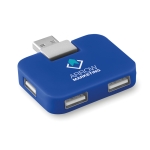 Hub USB personnalisé économique en plastique avec 4 ports USB Cuadrado couleur bleu roi vue principale