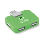 Hub USB personnalisé économique en plastique avec 4 ports USB Cuadrado couleur vert lime vue principale