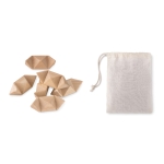 Casse-tête publicitaire en bois dans une pochette en coton Cubus couleur bois