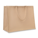 Sac jute personnalisé avec intérieur laminé et anses courtes Jute Shop couleur beige