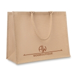 Sac jute personnalisé avec intérieur laminé et anses courtes Jute Shop couleur beige vue principale