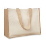 Sacs promotionnels en jute et toile avec intérieur laminé Jute Beach couleur beige