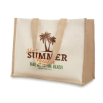Sacs promotionnels en jute et toile avec intérieur laminé Jute Beach couleur beige deuxième vue principale