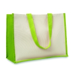 Sacs promotionnels en jute et toile avec intérieur laminé Jute Beach couleur vert lime