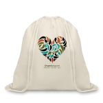 Sacs cordons publicitaires en coton bio 105gr/m2 Organic couleur beige deuxième vue principale