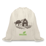 Sacs cordons publicitaires en coton bio 105gr/m2 Organic couleur beige deuxième vue principale