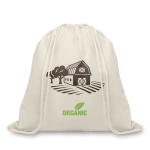 Sacs cordons publicitaires en coton bio 105gr/m2 Organic couleur beige deuxième vue principale