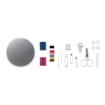 Kit de couture promotionnel dans une boîte en aluminium Couture couleur argenté mat troisième vue