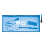 Trousse rectangulaire transparente en plastique ClearView couleur bleu deuxième vue principale