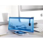 Trousse rectangulaire transparente en plastique ClearView couleur bleu vue d'ambiance