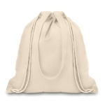 Sac à dos publicitaire en toile beige avec de longues anses Boutique couleur beige