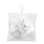 Éponge de douche promotionnelle de couleur blanche avec sac Bob couleur blanc deuxième vue