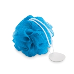 Éponge de douche promotionnelle de couleur blanche avec sac Bob couleur turquoise