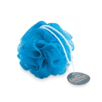 Éponge de douche promotionnelle de couleur blanche avec sac Bob couleur turquoise vue principale