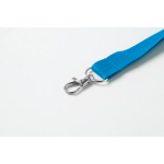 Tour de cou personnalisé pas cher de 2 cm avec mousqueton BasicStyle couleur cyan vue photographique