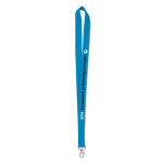 Tour de cou personnalisé pas cher de 2 cm avec mousqueton BasicStyle couleur cyan vue principale