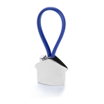 Porte-clés en métal en forme de maison avec un ruban coloré Bolky couleur bleu