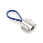 Porte-clés en métal en forme de maison avec un ruban coloré Bolky couleur bleu première vue