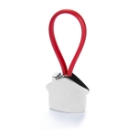 Porte-clés en métal en forme de maison avec un ruban coloré Bolky couleur rouge