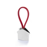 Porte-clés en métal en forme de maison avec un ruban coloré Bolky couleur rouge première vue