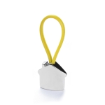 Porte-clés en métal en forme de maison avec un ruban coloré Bolky couleur jaune première vue