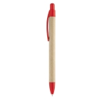 Stylo en papier artisanal avec détails colorés à encre bleue Clip couleur rouge