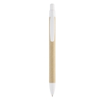 Stylo en papier artisanal avec détails colorés à encre bleue Clip couleur blanc première vue